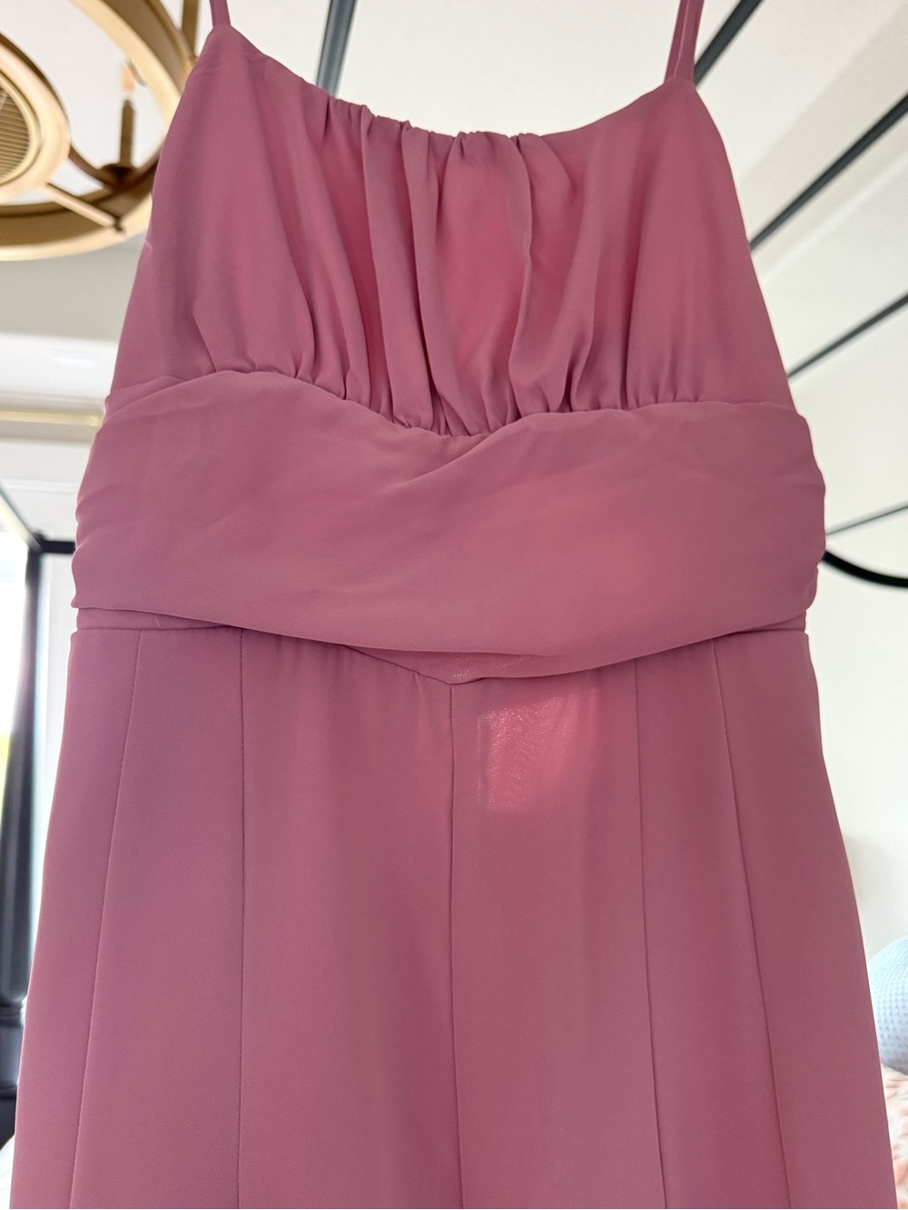 Sleeveless Rose Pink Chiffon Evening Pant Jumpsuit